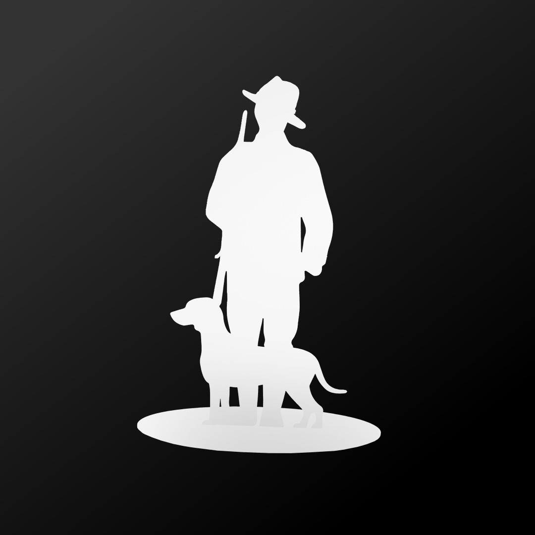 Jagdfigur mit Hundeführersilhouette