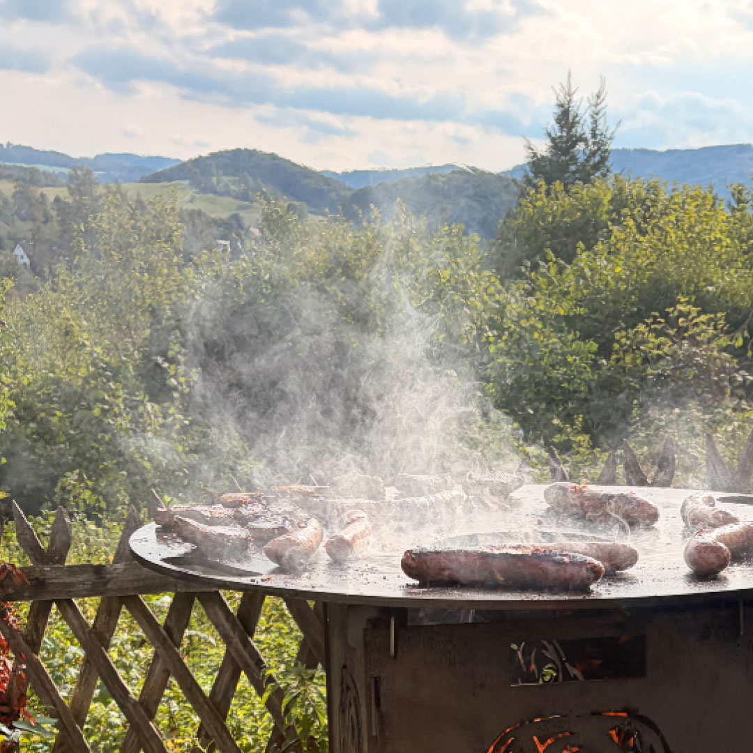 Feuerplatte / Grillplatte 800 mm Durchmesser mit Griffen